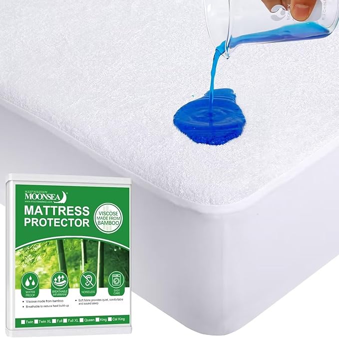 Sleeper Sofa Queen Size Mattress Protector Waterproof,Smooth Top Mattress Protector for Kids,Breathable Skin Friendly and Noiseless Fitted Sheet,Viscose Terry Mattress Cover