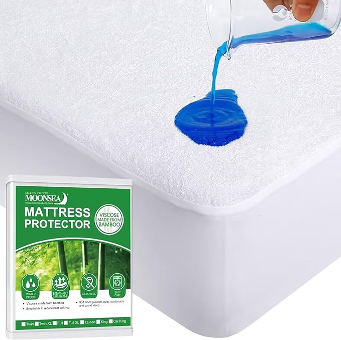 RV Short King Size Mattress Protector Waterproof,Smooth Top Mattress Protector for Kids,Breathable Skin Friendly and Noiseless Fitted Sheet,Viscose Terry Mattress Cover