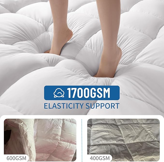 LIANLAM Memory Foam Mattress Pad King with Breathable Air Mesh Sides,Ergonomic Mattress Pad for Back Pain, Extra Thick Cooling Pillow Top with 6"-18" Deep Pocket(78"x80")