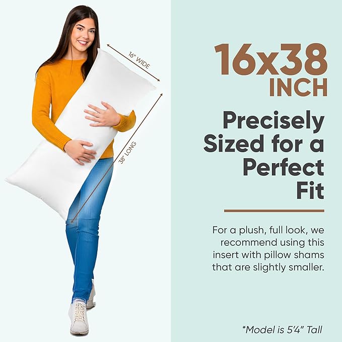 Pillowflex Synthetic Down Pillow Insert - 16x38 Down Alternative Pillow, Ultra Soft, Large Rectangle Body Sleeping Pillow, Kilim, Long, Back - 1 Decorative Pillow Form