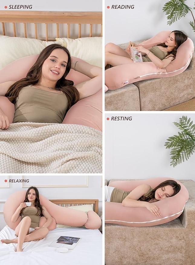 Meiz Question Mark Body Pillow for Adults, Cooling Full Body Support Pillow for Side Sleepers & Back Support, Cotton Long Bolster Pillow with Detachable Heart Cushion for Hugging, Apricot