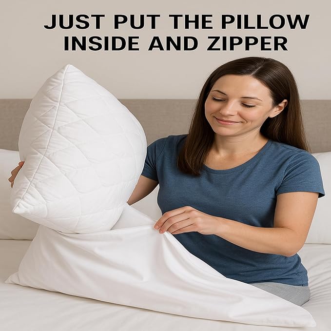 4 Pack Deluxe Zippered Vinyl Pillow Covers - Waterproof Protectors for Longer Lasting Pillows. Standard Size 20"x29". Ideal for Home, Hotel and Hospital use.