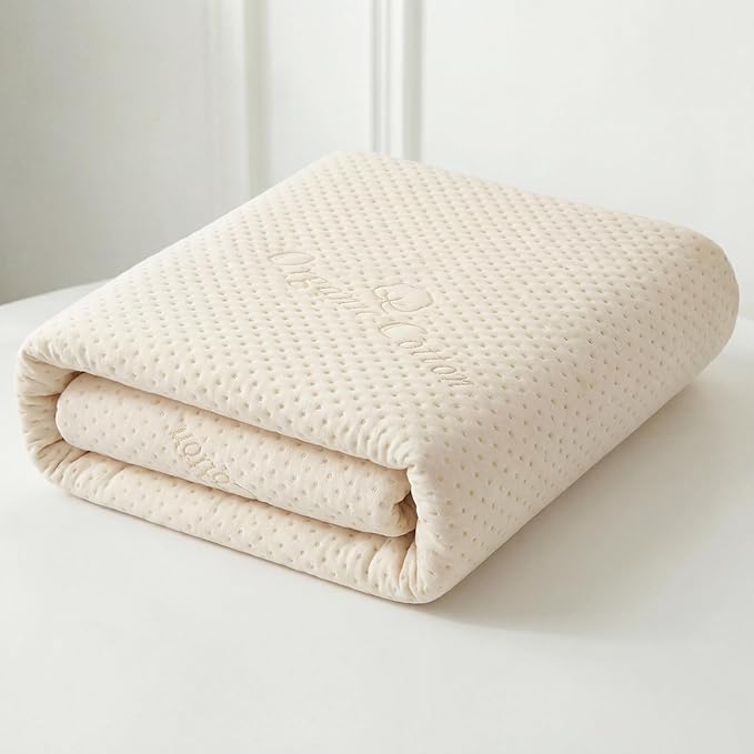 Luxury Waterproof Organic Mattress Protector Twin Size - Organic Cotton Breathable Mattress Pad Cover - Premium 380 GSM 3D Air Fabric - Deep Pocket - Jersey Cotton Skirt - Fitted Design