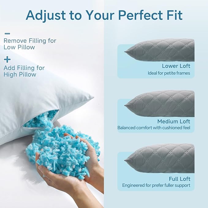 BEDELITE Cooling Body Pillow for Adults, Creative Ultra Soft Cool-Touch Quilted Nylon-Spandex Body Pillow Cover, Adjustable Memory Foam Long Pillow for Side Sleepers, Pregnancy & Back Pain(Light Grey)
