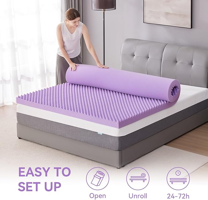 SINWEEK 3 Inch Egg Crate Memory Foam Mattress Topper Twin XL, Twin Extra Long Mattress Pads for College Dorm Single Bed, Pressure Relieve CertiPUR-US Certified,39x80 Inches