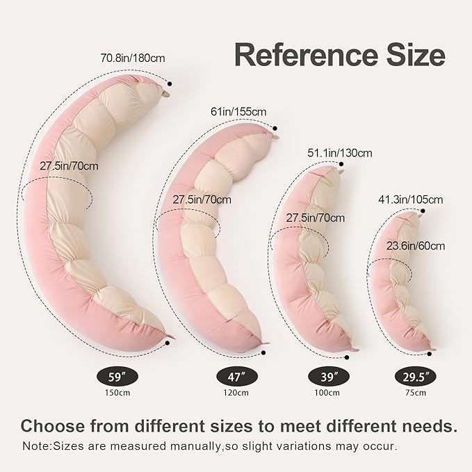Peallow(Pat. Pend) – Long Round Body Pillow for Adults, Bolster Pillow for Sleeping, Soft and Supportive Pillow for Sleeping & Lumbar Support(Blush Pink,59")