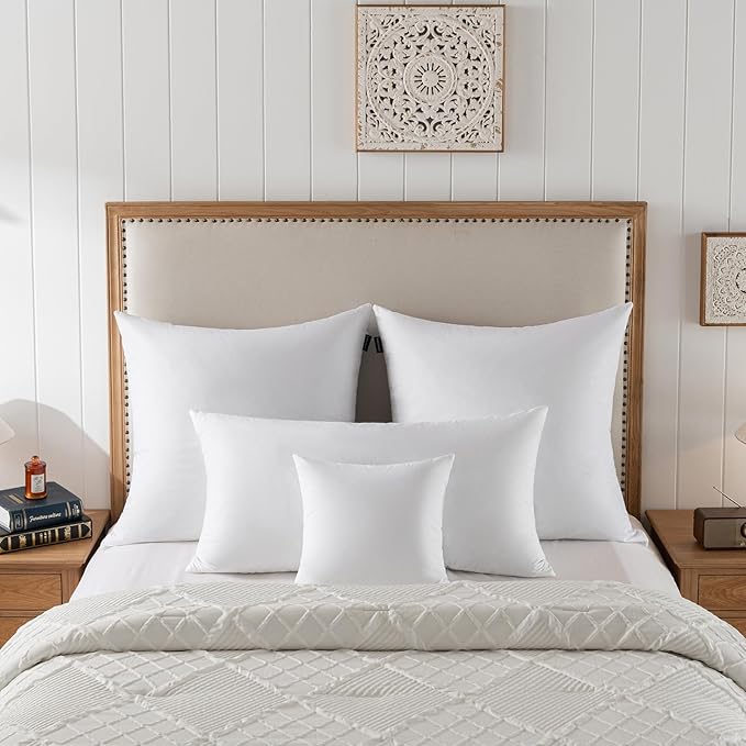 basic home® King Size Goose Feather & Down Bed Pillow - 100% Odorless Sleep Pillow for Neck Support & Cooling Comfort - 233TC Cotton Cover with Anti-Poke Liner King 20x36