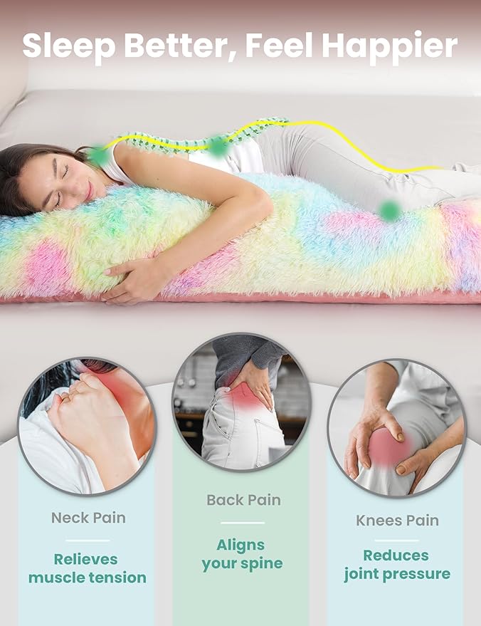 ZonLi Fluffy Body Pillow, Full Body Pillows for Adults, Long Pillow for Sleeping with Removable Cover and Adjustable Filling for Side Sleeper & Pregnancy，Large and Firm Pillow, Machine Washable