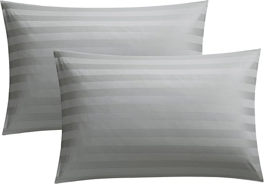 100% Cotton Classic Pillow Protectors with Invisible Zipper, 600 Thread Count Sateen Weave Soft and Breathable Pillow Cases, Protect Pillows from Dirt, Dust and Debris (Standard, 20"x26", Set of 2)