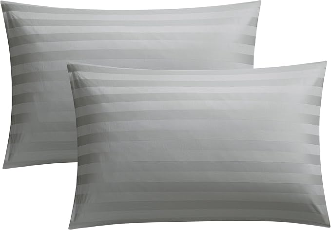 100% Cotton Classic Pillow Protectors with Invisible Zipper, 600 Thread Count Sateen Weave Soft and Breathable Pillow Cases, Protect Pillows from Dirt, Dust and Debris (Queen, 20"x30", Set of 4)