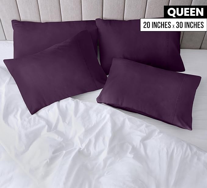 Utopia Bedding Queen Pillow Cases - 12 Pack - Envelope Closure - Soft Brushed Microfiber Fabric - Shrinkage and Fade Resistant Pillow Covers Queen Size 20 X 30 Inches (Queen, Purple)
