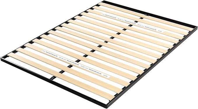 Mellow 1.6 Inch Metal Bunkie Board Mattress Support with Wood Slats for Bed Frames, Box Spring or Bed Slat Replacement, Easy Assembly, King, Black