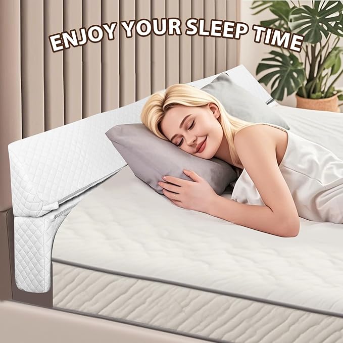 4 Modes Queen Size Pillow Wedge for Headboard Gap, Foldable Bed Wedge Pillow, Bed Gap Filler Fill The Gap (0-7"), Mattress Gap Filler Long Pillow Between Headboard and Mattress - White