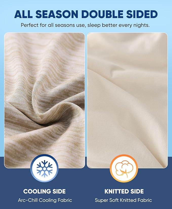 LUXEAR 2 Pack Cooling Pillow Cases King Size, Arc-Chill Q-Max > 0.5 for Hot Sleepers, Hair & Skin Friendly, Double-Sided, Machine Washable, Hidden Zipper, Gifts for Women Men, Beige