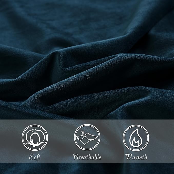 StangH Bed Pillow Pillowcase Thick Soft Velvet Fabric Zippered Pillow Covers for Bed/Couch/Sofa, Queen Size (Navy Blue, 20 x 30 inches) Set of 2, Warm Cozy Pillow Protector