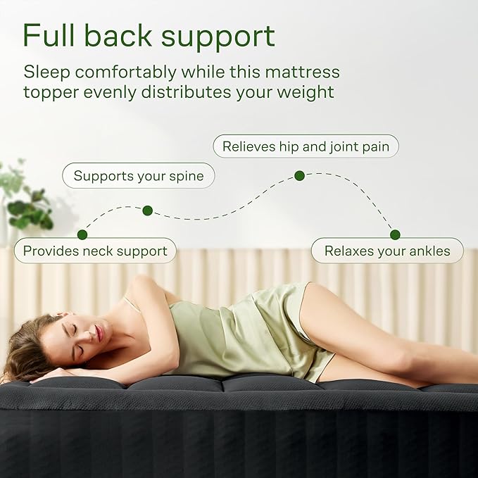 Niagara Sleep Solution Ultra Soft Twin XL Size Mattress Topper - Rayon Derived from Bamboo Pillow Top Mattress Pad for Back Pain Relief - Naturally Cooling for Hot Sleepers, Black