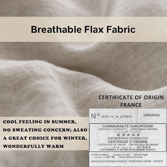 Simple&Opulence 100% Linen Duvet Cover Set with Embroidery Border Washed - 2 Pieces (1 Duvet Cover & 1 Pillow Sham) with Button Closure Soft Breathable Farmhouse - Linen, Twin Size