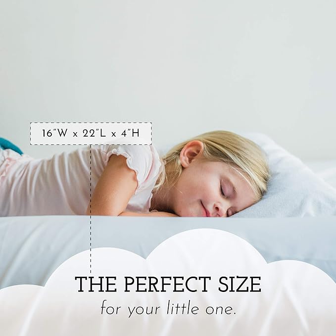 Little Sleepy Head Youth Pillow 16x22 - Soft & Hypoallergenic Bed Pillow Youth Pillows for Sleeping Age 5-10 - Snugly Designed Youth Neck Pillows for Travel, School and Bedtime - (1 Pack)