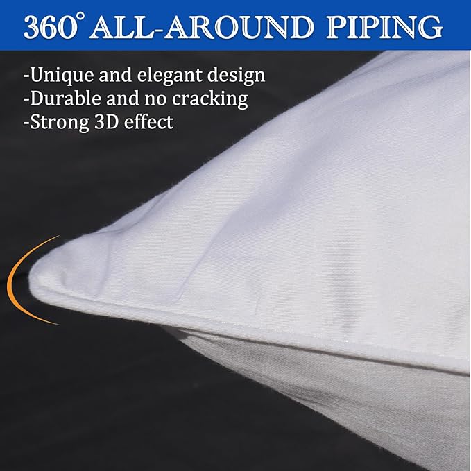 Precoco White Pillow Cases Standard Size-100% Cotton Pillowcase Covers with Zipper Hidden, Breathable & Ultra Soft/Pillow Covers for Easy Care, Set of 2