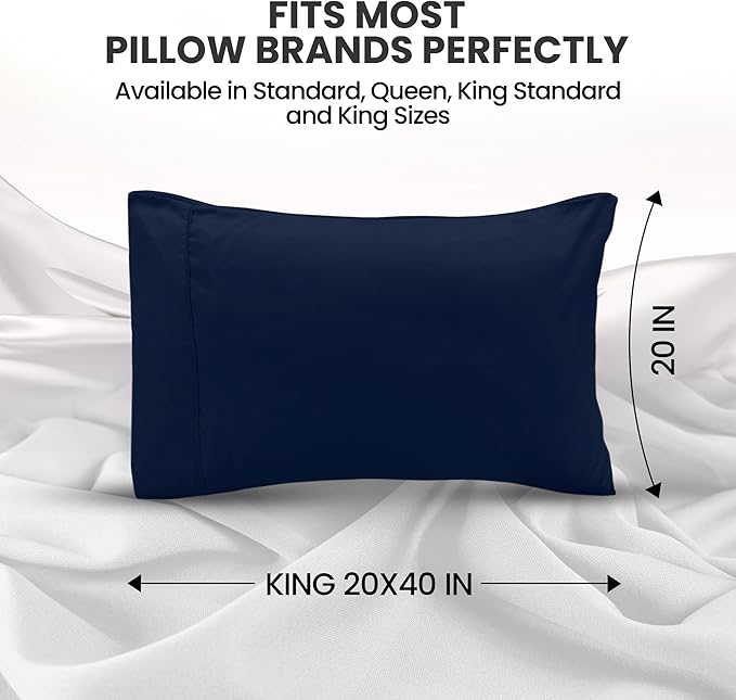 Utopia Bedding King Pillow Cases - 2 Pack - Envelope Closure - Soft Brushed Microfiber Fabric - Shrinkage and Fade Resistant Pillow Covers King Size 20 X 40 Inches (King, Navy)