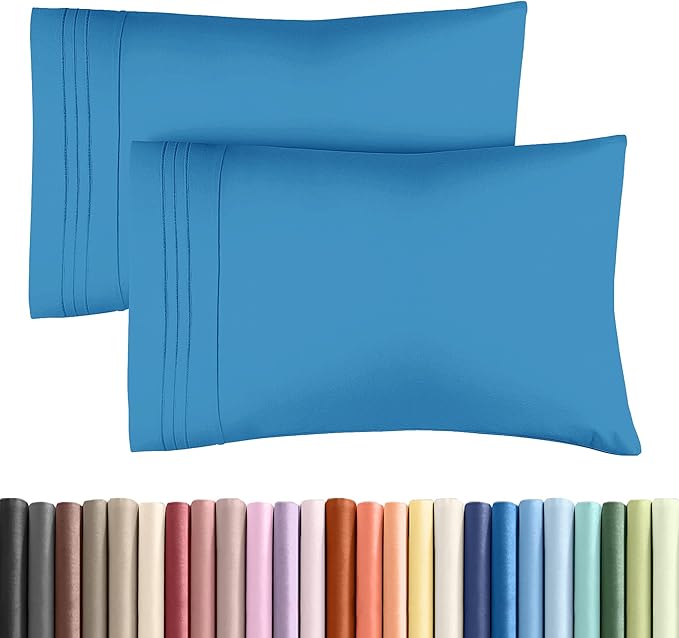 King Standard Pillow Cases Set of 2 - Soft Hotel Quality Pillowcase Covers - Comfy, Cozy & Fade Free - Wrinkle Resistant - Machine Washable Pillow Protectors - 2 Piece Set - King Standard Denim Blue