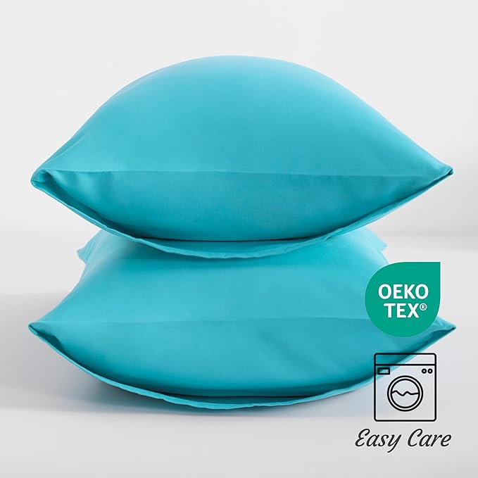 NTBAY Standard Pillow Cases Set of 2, 2 Pack Brushed Microfiber 20x26 Pillow Cases, Soft, Wrinkle, Fade, Stain Resistant Blue Pillow Cases with Envelope Closure, 20x26 Inches, Blue