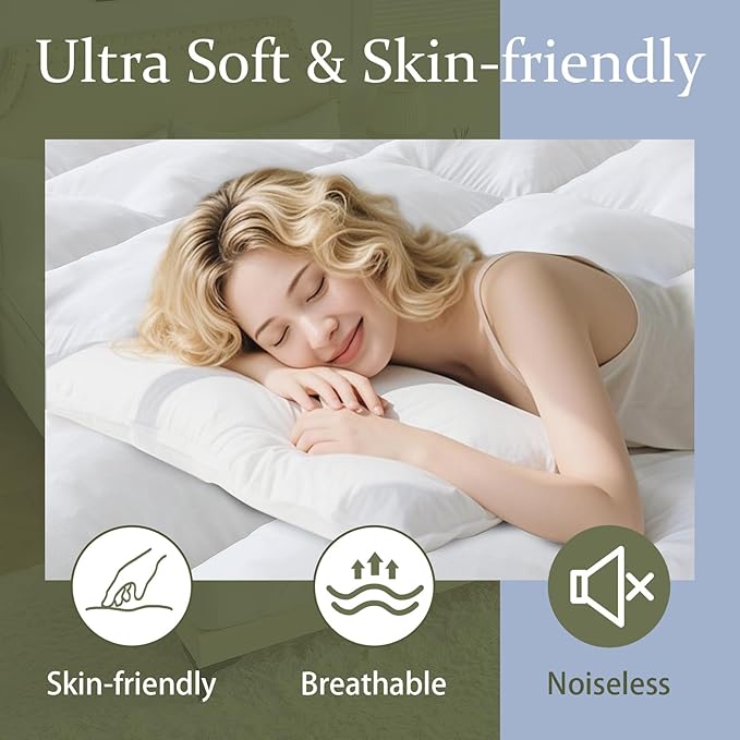 2 Inch Memory Foam Mattress Topper Queen for Back Pain, Extra Soft Pillow Top Mattress Topper, Fluffy Shredded Memory Foam Filled