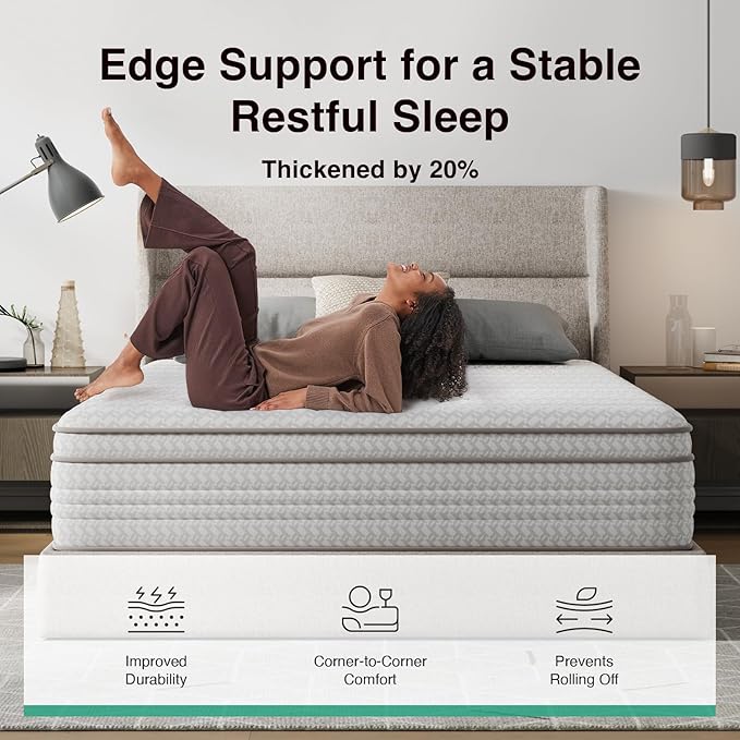 Novilla 12 Inch Twin Mattress in a Box, Hypoallergenic & Back Pain Relief, Hybrid Twin Mattresses with Smarts Coils, Fiberglass Free CertiPUR-US Certified Colchones No Box Spring Needed