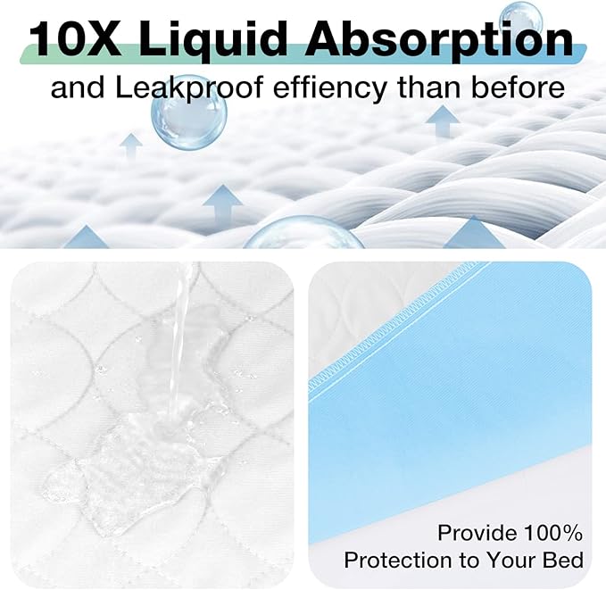 Bed Pads Washable Waterproof, 52" x 34" (2 Pack) Incontinence Bed Pads, Waterproof Mattress Protector & Washable Pee Pads, Perfect for Kids, Adults, The Elderly and Pets