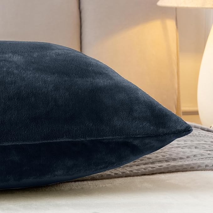 BEDELITE Body Pillow Cover with Zipper Closure, Super Soft and Cozy Fuzzy Fleece Pillowcase 20 x 54 Inches, Luxury Fluffy Plush Long Body Pillow Pillowcase for All Seasons(Navy)