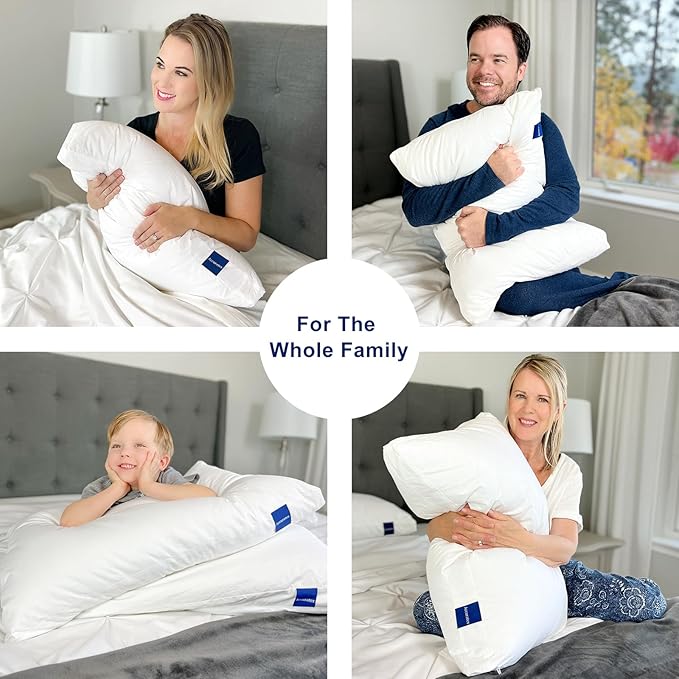 ACCURATEX Hybrid Pillow for Sleeping, Adjustable Shredded Memory Foam Pillow Core with Fluffy Down Alternative Fill Removable Cotton Cover,for Side,Back,Stomach Sleepers,Queen Size, 1 Pack