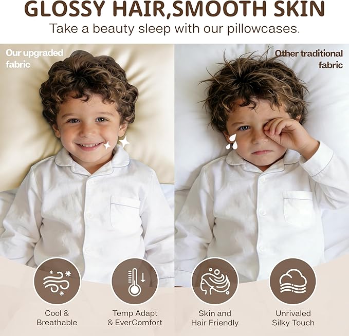 MR&HM Breathable Pillowcase 13"x18" Travel Pillow Case Set of 2, Ultra Soft Pillow Covers, Moisture-Wicking & Skin-Friendly, Envelope Closure (Cream)