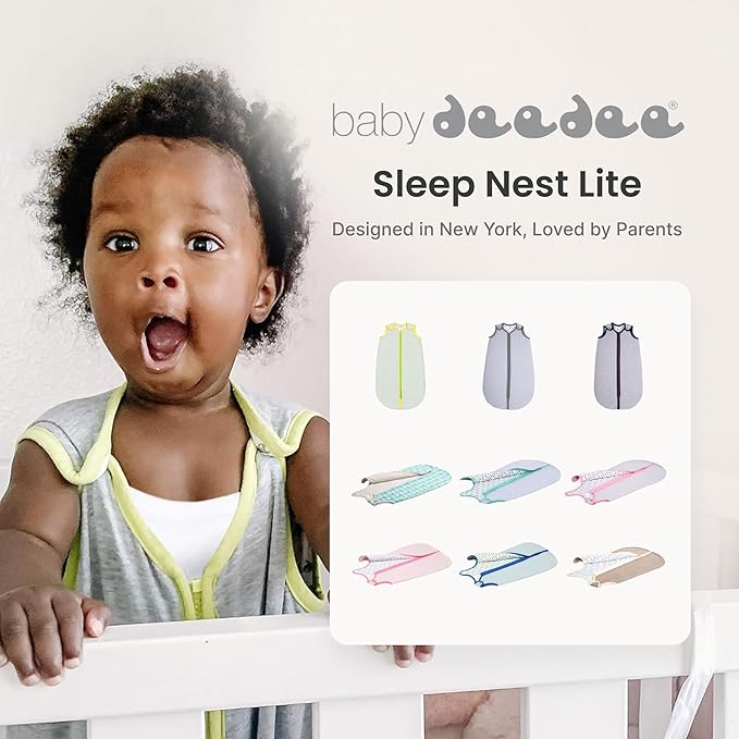 Baby Deedee Sleep Nest Lite - Baby Sleep Sack 0.6 TOG 18-36 Months, Sleeping Bag with Soft Cotton & Patented Shoulder Snaps, Toddler Wearable Blanket for Boys & Girls, Gray Stripes