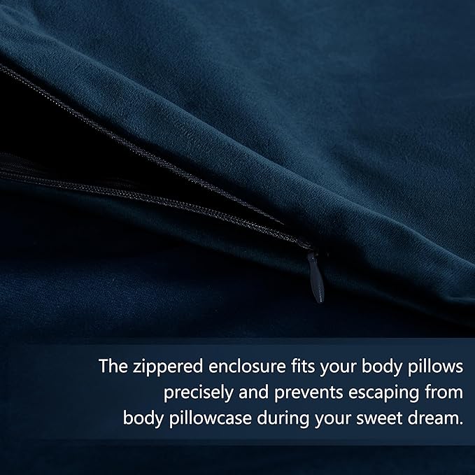 StangH Navy Blue Velvet Body PillowCover, 20 x 54 Pillow Cover, Winter Season Soft Warm Body Pillow Protector Cover for Pregnant Women/Side Sleeper, 20x54 inches, 1 Pc