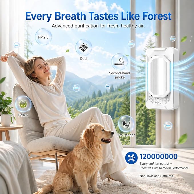 Home Air Ionizer 4Pack, Plug in Air Purifiers for Bedroom, Silent Filterless Air Freshener for Home Dust,Smoke,Odor & Pollen Control,Bathroom,Kitchen