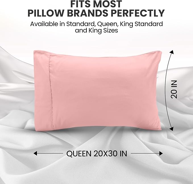 Utopia Bedding Queen Pillow Cases - 2 Pack - Envelope Closure - Soft Brushed Microfiber Fabric - Shrinkage and Fade Resistant Pillow Covers Queen Size 20 X 30 Inches (Queen, Pink)