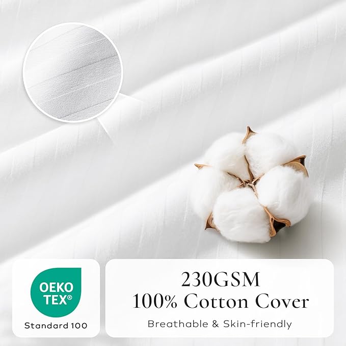 Ashler Home Deco Synthetic Down Pillow Inserts, 14x22 Down Alternative Throw Pillows Insert Sleeping Pillows with 100% Cotton Cover Decorative Pillow Stuffer for Sofa, Couch Bed(Set of 2, White)