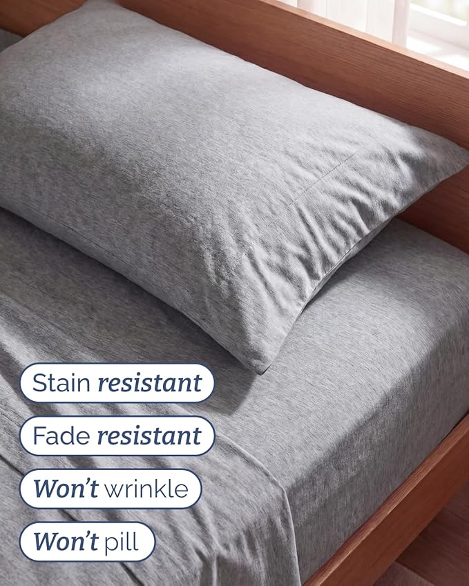 Twin Size 3 Piece Sheet Set - Comfy Breathable & Cooling Sheets - Hotel Luxury Bed Sheets for Women & Men - Deep Pockets, Easy-Fit, Soft & Wrinkle Free Sheets - Heathered Grey Oeko-Tex Bed Sheet Set