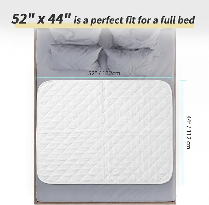 CoolShields Waterproof Bed Pads Incontinence Washable Reusable Bedwetting Mattress Protector Pad for Kids, Adults, Elderly, and Pets 44'' x 52'' (1 Pack)