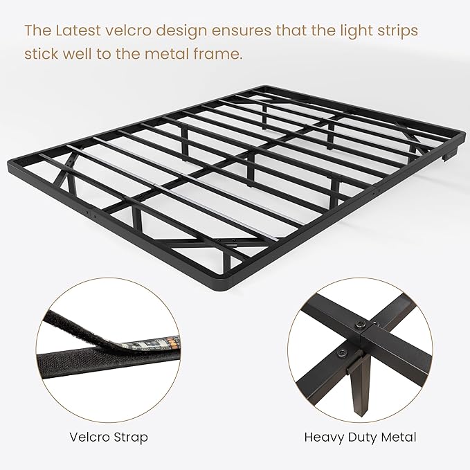 SHA CERLIN Floating Bed Frame Full Size with Smart LED Lights and Charging Station, Heavy Duty Metal Platform Bed with Modern Design,No Box Spring Needed, Easy Assembly, Matte Black