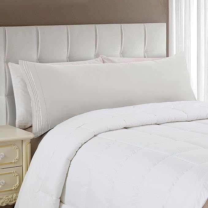 Elegant Comfort Luxury Ultra-Soft 1-Piece Body Pillowcase 1500 Thread Count Egyptian Quality Microfiber Double Brushed-Wrinkle Resistant, Body Pillowcase Size, Silver (Pack of 2)