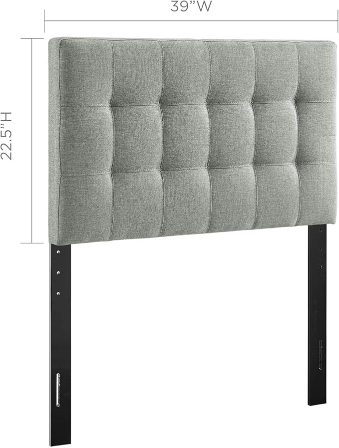 Modway Lily Tufted Linen Fabric Upholstered Twin Headboard in Gray