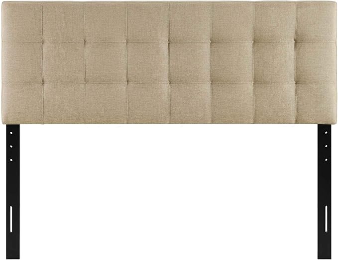 Modway Lily Tufted Linen Fabric Upholstered Queen Headboard in Beige