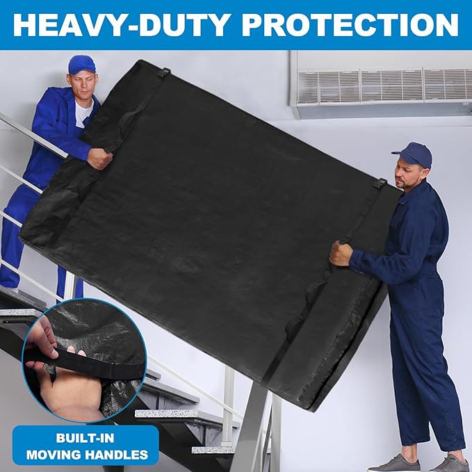 TICONN Mattress Bags for Moving, Heavy Duty Full Mattress Cover Storage Bag with Full-Around Handle and Adjustable Buckles (Black, Full)