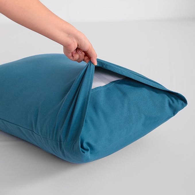 FLXXIE Pillow Cases Standard Size, Soft Microfiber Pillow Covers with Envelope Closure, Wrinkle, Stain Resistant Pillowcases, 2 Piece Set, 20x26, Teal