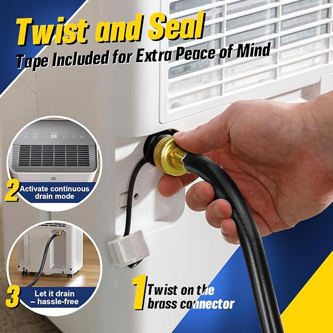 8FT Dehumidifier Drain Hose with 3/4 Inch FHT Connector, Featuring Rust-Resistant Brass Fittings for Leak-Proof Connection, Perfectly Compatible with Most Dehumidifier Brands（7 Length Options）