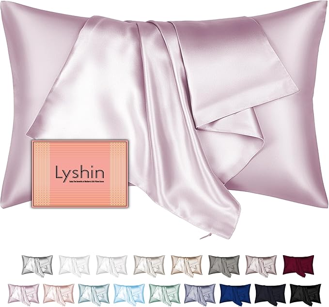 Silk Pillow Cases King Size with Hidden Zipper, Mulberry Silk Pillowcase for Hair and Skin, Smooth and Soft Breathable Cooling Silk Satin Pillow Covers for Sleeping, Gifts for Women, Lavender