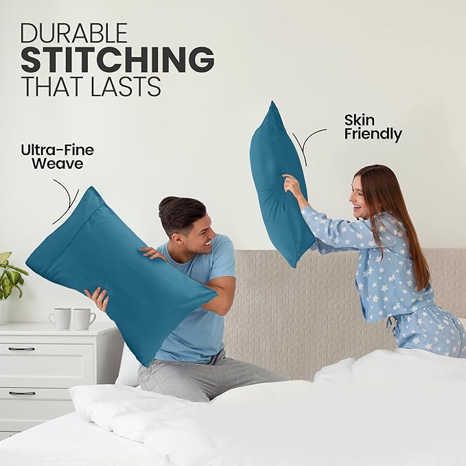 Utopia Bedding Pillow Cases King Size 2-Pack – Soft Brushed Microfiber – Envelope Closure – Perfect for Hospitals, Hotels, Guest Rooms – Oeko-TEX Certified, 20x40 Inches (Denim Blue)