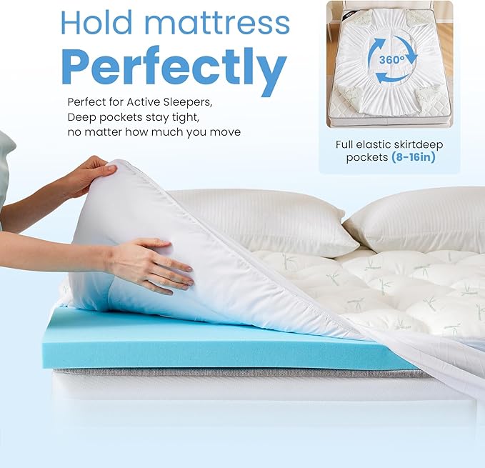 OLIXIS Premium Dual Gel Memory Foam Mattress Topper, CertiPur-US Certified Cooling & Breathable Comfort, Pressure Relief Medium Firm Support for All Sleepers – Enhanced Sleep,King