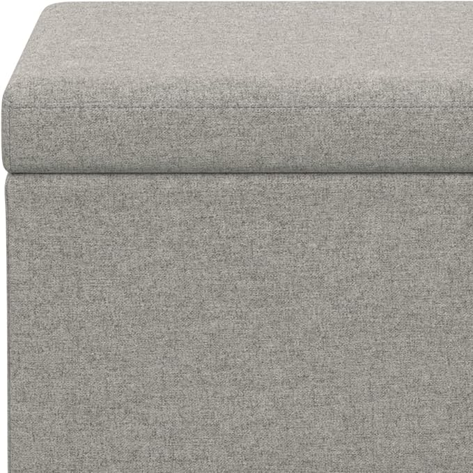 SIMPLIHOME Avalon Extra Large Storage Ottoman Bench - 54 inch Wide Upholstered Linen Look Fabric Rectangular Lift-Top Ottoman in Cloud Grey, Contemporary Bench for Living Room with Hidden Storage